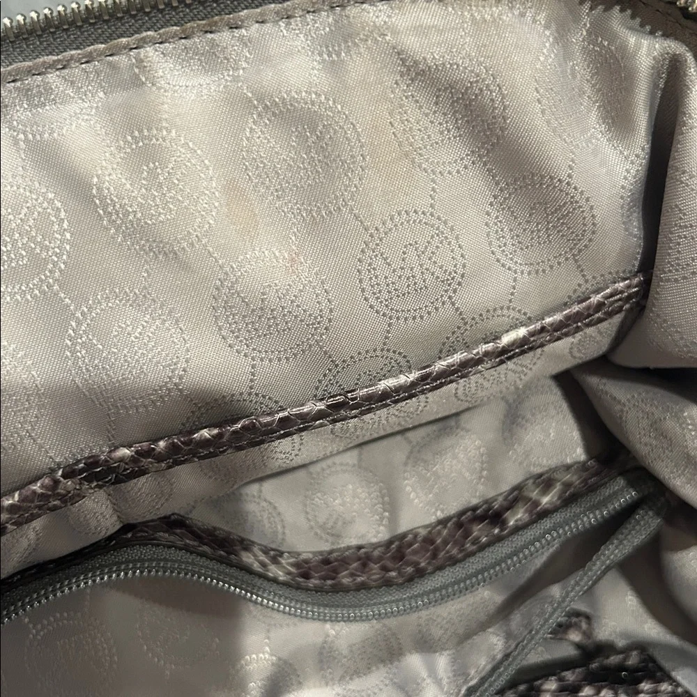 Michael Kors Riley Python Embossed Leather Satchel Shoulder Bag Tote